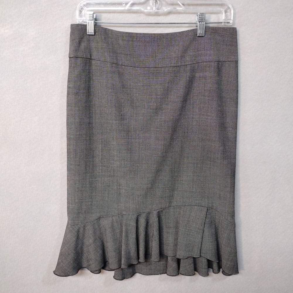 Express Design Studio Fit And Flare Skirt Women's 4 Knee Length Ruffle Hem Gray